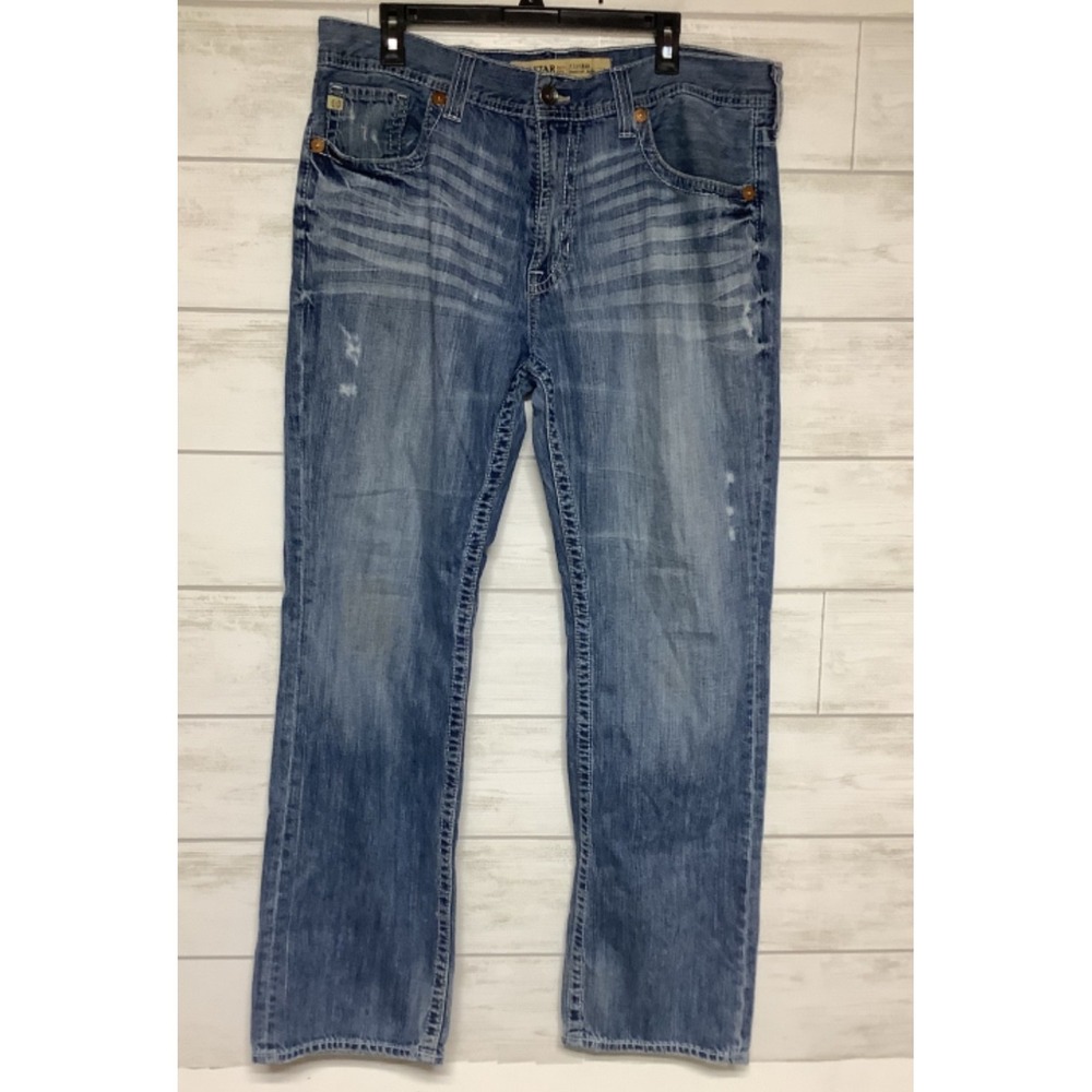 Big Star Mens Pioneer Bootcut Jeans Size 38 Distressed Embroidered